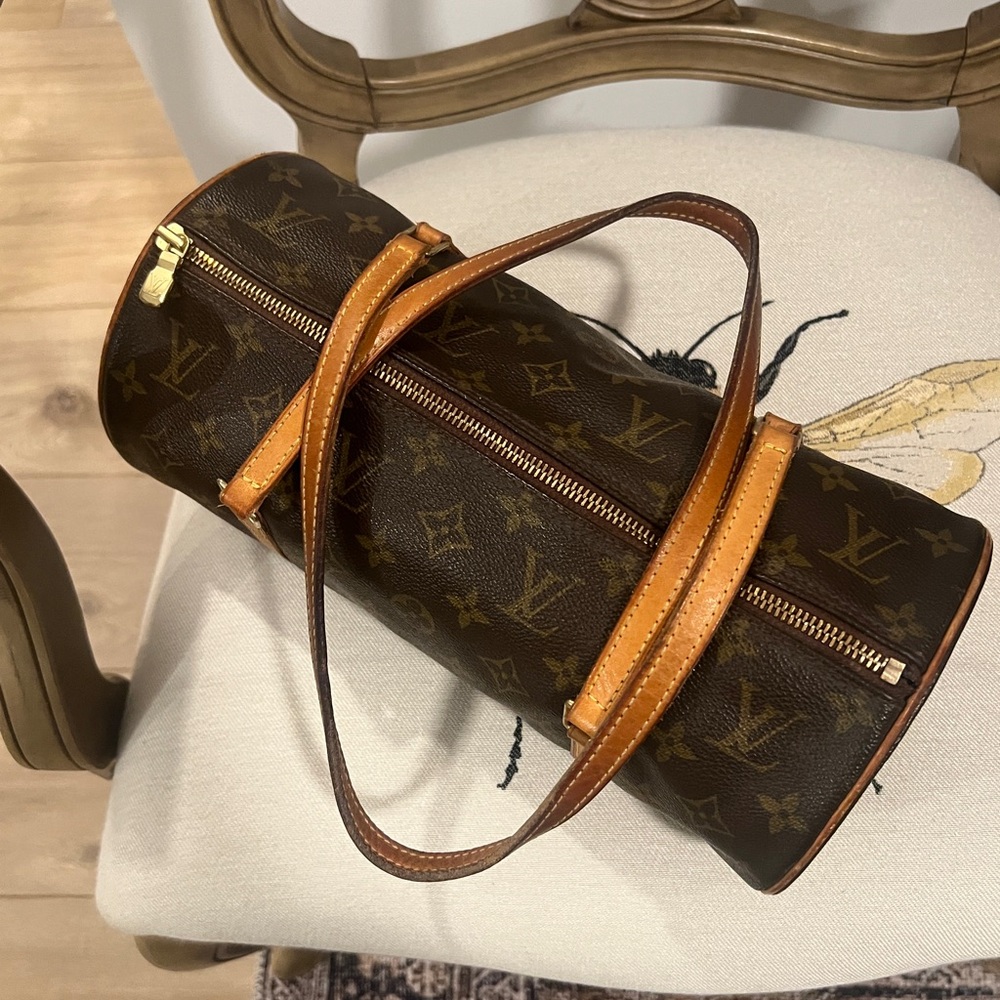 Louis Vuitton Monogram Canvas Papillon Bag with Vachetta Leather Trim
